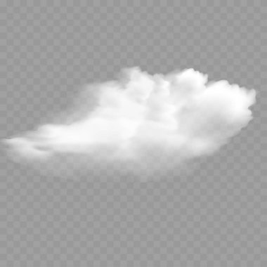 Gerçekçi Beyaz Kabarık Bulut. Şeffaf Hava Durumu elementi. Vektör illüstrasyonu