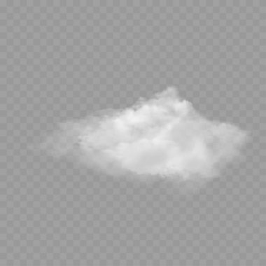 Gerçekçi Beyaz Kabarık Bulut. Şeffaf Hava Durumu elementi. Vektör illüstrasyonu