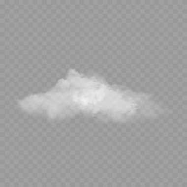 Gerçekçi Beyaz Kabarık Bulut. Şeffaf Hava Durumu elementi. Vektör illüstrasyonu
