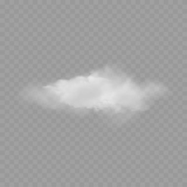 Gerçekçi Beyaz Kabarık Bulut. Şeffaf Hava Durumu elementi. Vektör illüstrasyonu