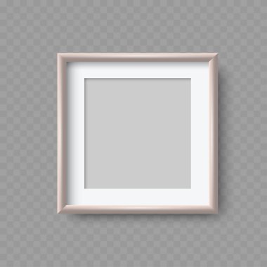Beyaz Sınır 'lı Blank Square Resim Frame Mockup. Gerçekçi. Vektör illüstrasyonu