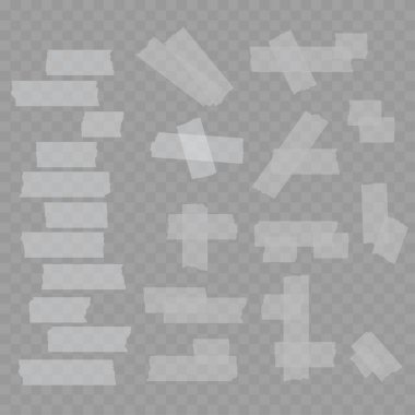 Gerçekçi Şeffaf Yapışkan Kasetler seti. Boru ve Maske. Vektör illüstrasyonu