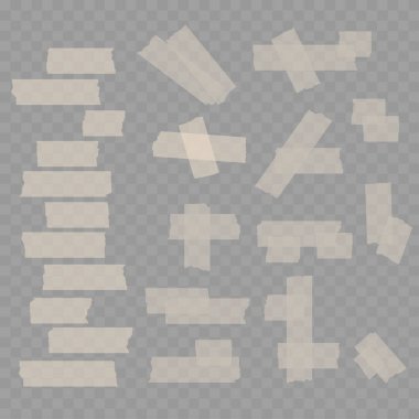 Gerçekçi Şeffaf Yapışkan Kasetler seti. Boru ve Maske. Vektör illüstrasyonu