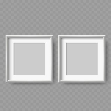 İki adet White Blank Square Mockup seti. Gerçekçi. Vektör illüstrasyonu