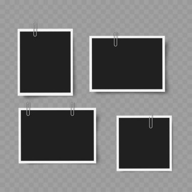 Klipsli Gerçekçi Fotoğraf Çerçeveleri. Modelleme. Vektör illüstrasyonu