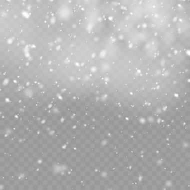 Gerçekçi düşen kar ve kar taneleri kış tasarımı için etkiye sahiptir. Vektör illüstrasyonu