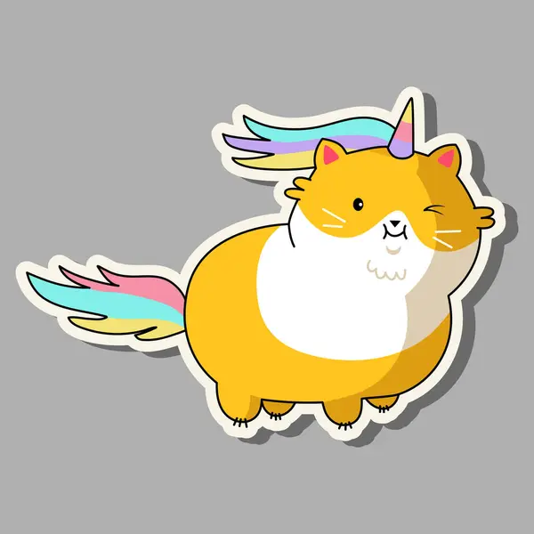 Cute Cat Kawaii Style Cartoon Cat Unicorn Vector Illustration Unicorn — Stock Vector