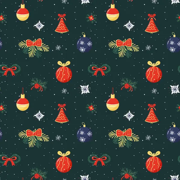 Patrón Sin Costuras Invierno Con Decoración Navidad Patrón Vectorial Navidad — Archivo Imágenes Vectoriales