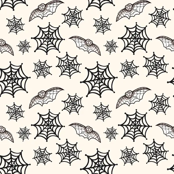 Halloween Vzor Pavučinou Podzimní Halloween Pozadí Vektorové Bezešvé Vzor — Stockový vektor