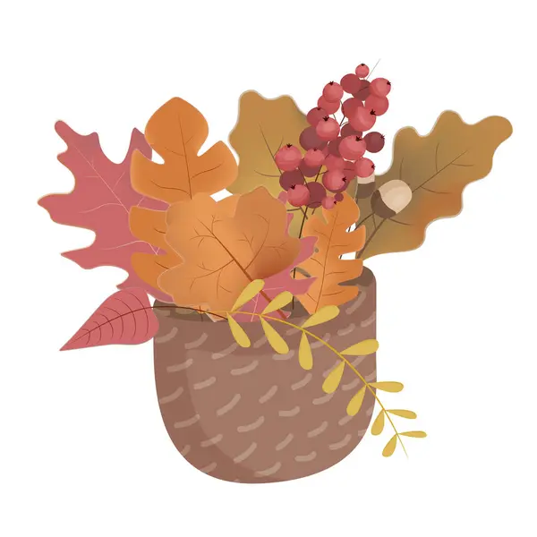 Höstens Sammansättning Blad Ruta Vit Bakgrund Vektor Illustration Höst Löv — Stock vektor
