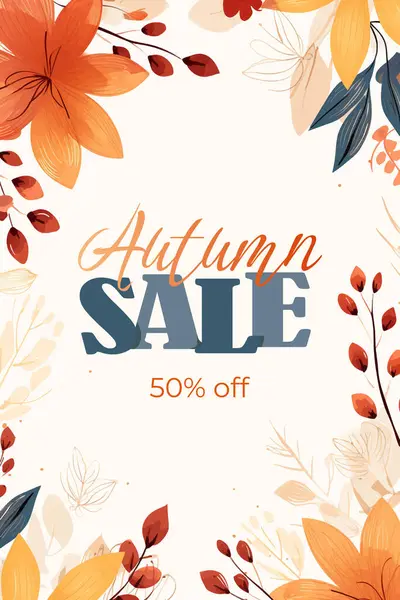 Poster Bright Beautiful Leaves Frame Autumn Background Banner Flyer Design — Stock Vector