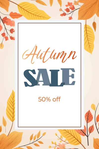 Autumn Sale Background Poster Design Banner Bright Beautiful Tree Leaves — Stock Vector