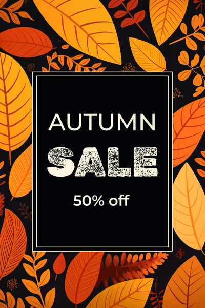 Olá Fundo Outono Design Cartaz Banner Com Árvore Bonita Brilhante — Vetor de Stock