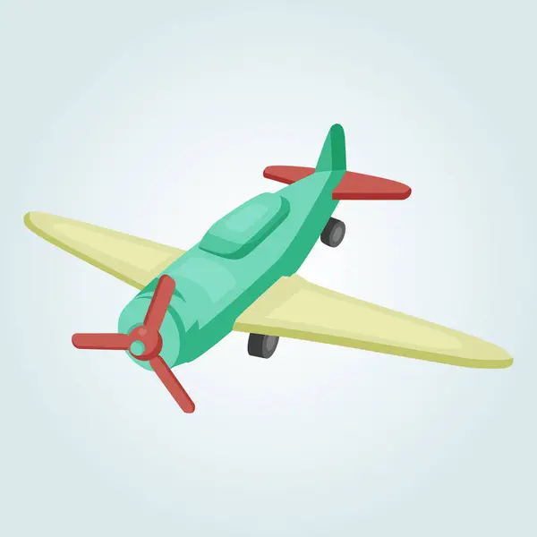 Vector Flugzeugzeichentrick Illustration Eines Niedlichen Spielzeugflugzeugs — Stockvektor