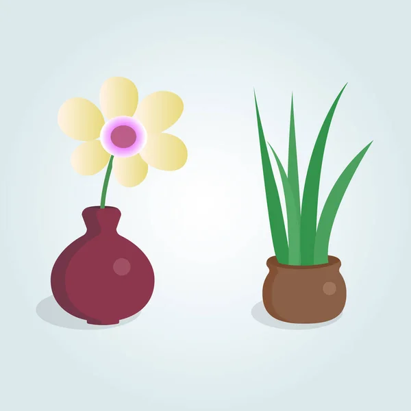 Çiçek Saksısında Bitkileri Çizgi Film Tarzında Bitkileri Çocuk Odası Için — Stok Vektör