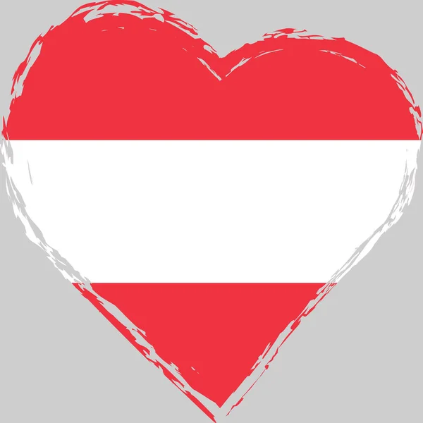 Rakousko Vlajka Tvaru Srdce Grunge Tahu Štětcem Rakouské Srdce Tahu — Stockový vektor