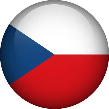 Çek Cumhuriyeti bayrağı düğmesi. Çekoslovakya amblemi. Vektör bayrağı, sembol. Renkler ve doğru orantı.