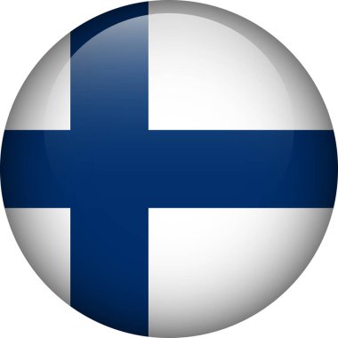 Finlandiya bayrak düğmesi. Finlandiya amblemi. Vektör bayrağı, sembol. Renkler ve doğru orantı.