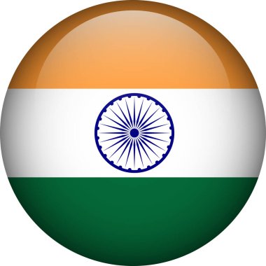 Hindistan bayrağı düğmesi. Hindistan 'ın amblemi. Vektör bayrağı, sembol. Renkler ve doğru orantı.