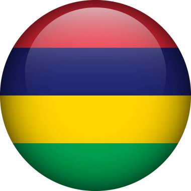 Mauritius bayrak düğmesi. Mauritius 'un bayrağı. Vektör bayrağı, sembol. Renkler ve doğru orantı.