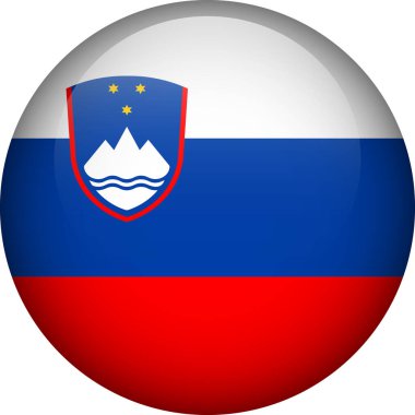 Slovenya bayrak düğmesi. Slovenya amblemi. Vektör bayrağı, sembol. Renkler ve doğru orantı.