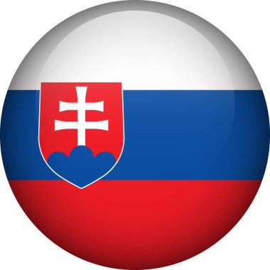 Slovakya bayrak düğmesi. Slovakya amblemi. Vektör bayrağı, sembol. Renkler ve doğru orantı.