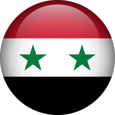 Suriye bayrağı düğmesi. Suriye amblemi. Vektör bayrağı, sembol. Renkler ve doğru orantı.