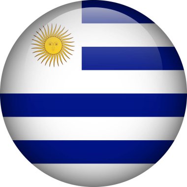 Uruguay bayrak düğmesi. Uruguay amblemi. Vektör bayrağı, sembol. Renkler ve doğru orantı.