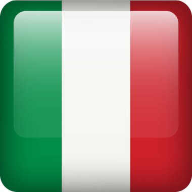 İtalya bayrak düğmesi. İtalya 'nın kare amblemi. Vektör İtalyan bayrağı, sembol. Renkler ve doğru orantı.