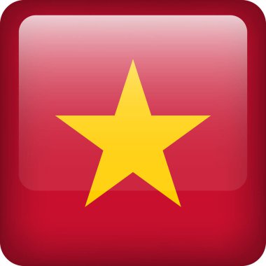 Vietnam bayrağı düğmesi. Vietnam 'ın kare amblemi. Vektör 