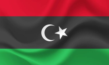 Vektör Libya bayrağı. Libya bayrağını salladı. Libya amblemi, simgesi.