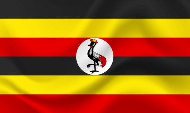 Vektör Uganda bayrağı. Uganda bayrağı salladı. Ugandalı amblem, simge.