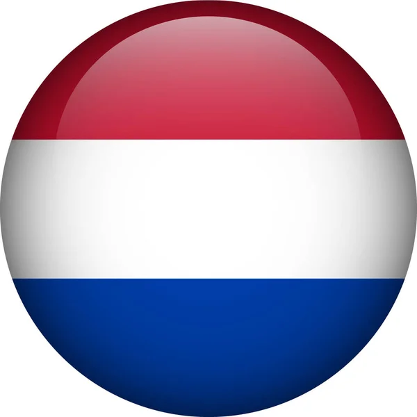 Tlačítko Nizozemské Vlajky Znak Nizozemska Vektorová Vlajka Symbol Barvy Proporce — Stockový vektor