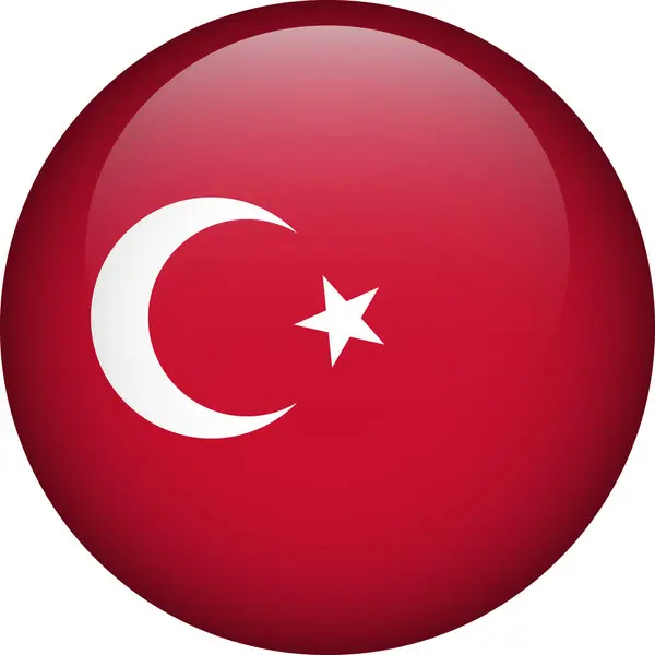 Botón Bandera Turquía Emblema Turquía Bandera Vectorial Símbolo Colores Proporción — Vector de stock