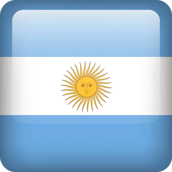 Bouton Drapeau Argentin Emblème Carré Argentine Drapeau Vectoriel Argentin Symbole — Image vectorielle