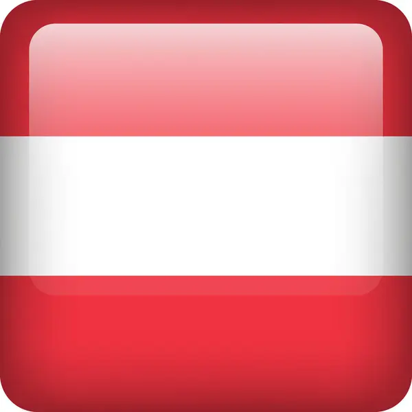 Pulsante Bandiera Austria Emblema Quadrato Dell Austria Vettoriale Bandiera Austriaca — Vettoriale Stock