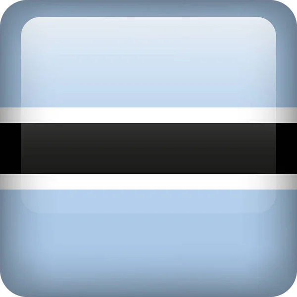 Vektor Botswana Flagge Glänzenden Knopf Botswanas Nationalwappen Quadratische Ikone Mit — Stockvektor
