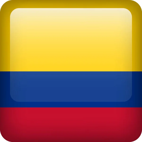 Colombia Vlag Knop Vierkant Embleem Van Colombia Vector Colombiaanse Vlag — Stockvector