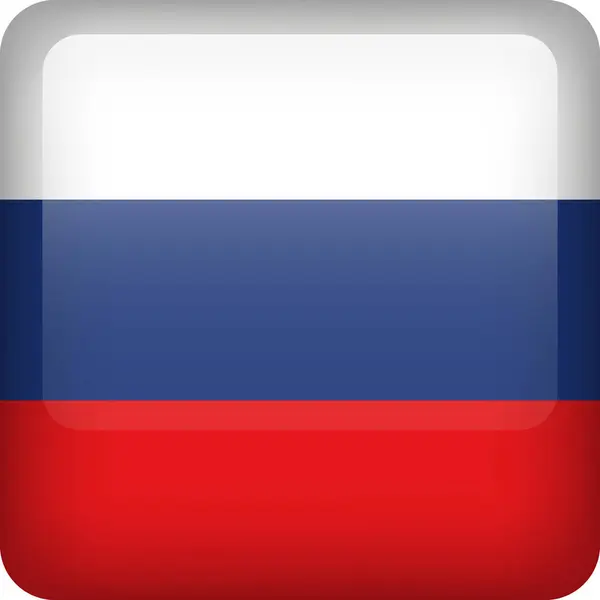 Vektor Ryssland Flagga Blank Knapp Ryskt Nationellt Emblem Kvadratikon Med — Stock vektor