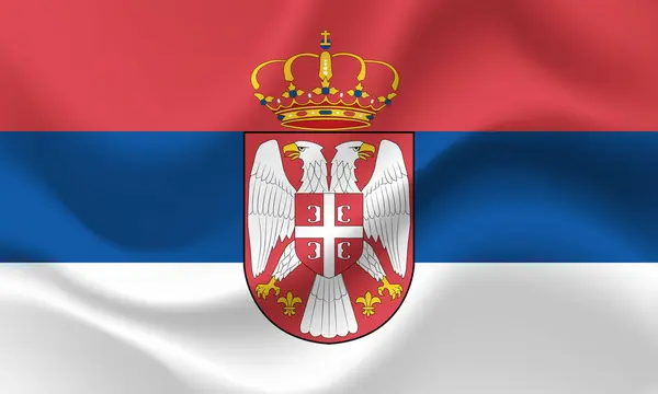Vector Sérvia Bandeira Ondulada Sérvia Sérvia Emblema Ícone — Vetor de Stock