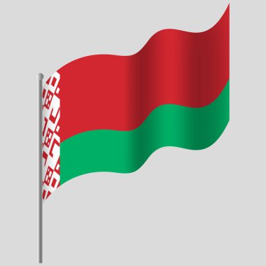 Beyaz Rusya bayrağı salladı. Bayrak direğinde Belarus bayrağı. Belarus 'un vektör amblemi