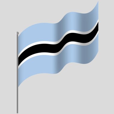 Botswana bayrağı salladı. Bayrak direğinde Botswana bayrağı. Botswana 'nın vektör amblemi