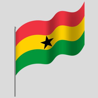 Gana bayrağı salladı. Bayrak direğinde Gana bayrağı. Gana 'nın vektör amblemi
