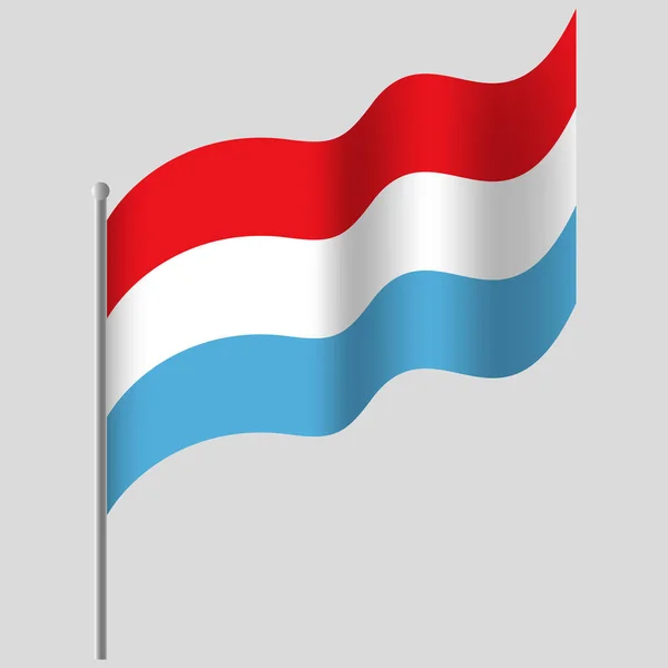 Vlněná Lucemburská Vlajka Lucemburská Vlajka Stožáru Vektorový Znak Lucemburska — Stockový vektor