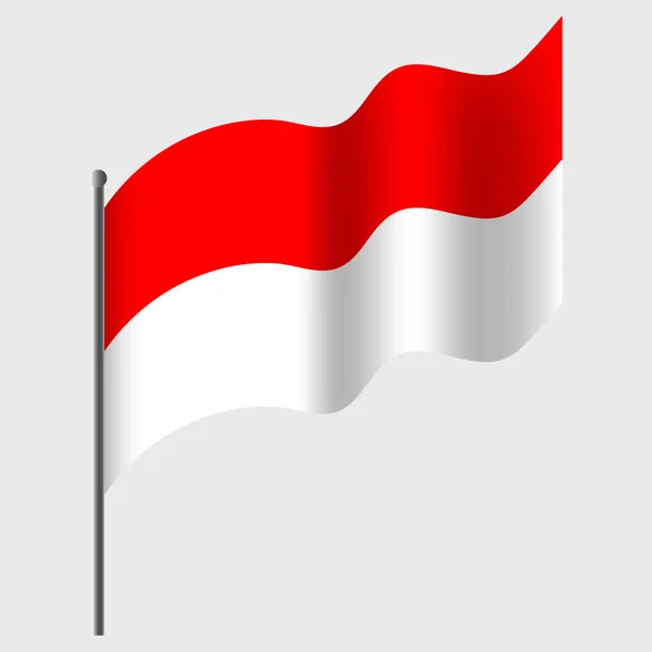 Vlněná Indonéská Vlajka Indonéská Vlajka Stožáru Vektorový Znak Indonésie — Stockový vektor