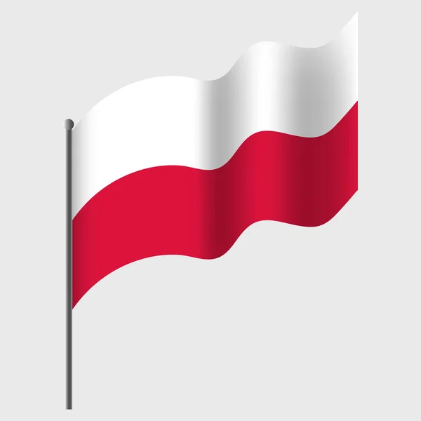 Векторный Флаг Польши Размахивал Флагом Польши Эмблема Польши Икона — стоковый вектор