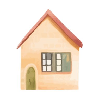 İskandinav vektör evi. Şirin suluboya ev. Avrupa binası. Çocuksu vektör illüstrasyonu