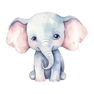 Watercolor elephant. Vector illustration with hand drawn elephant. Clip art image. clipart