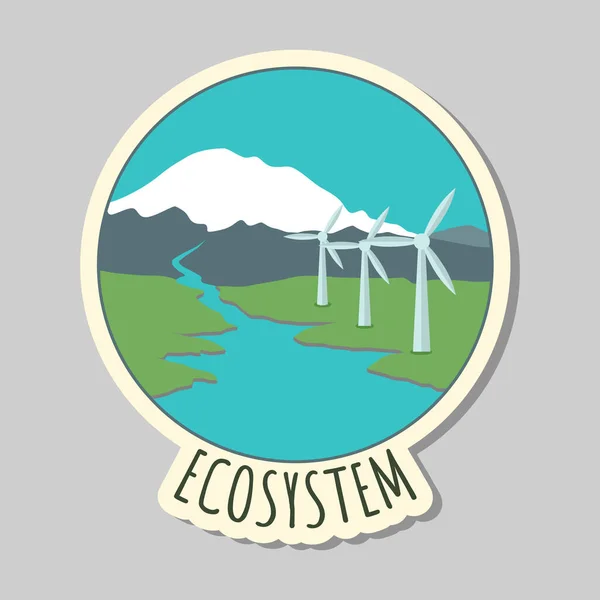 带有文本生态系统的生态贴纸 爱我们的地球 节约能源 拯救地球 生态标签 爱护自然 — 图库矢量图片