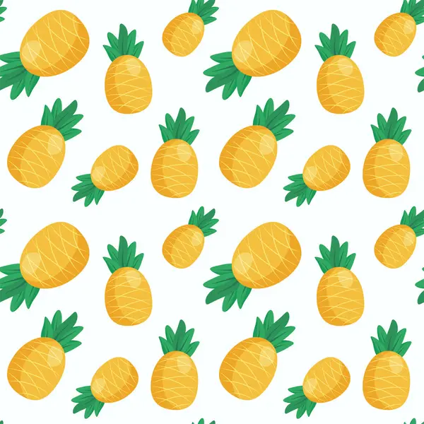 Świeże Ananasowe Tło Płynny Wzór Ananasem Anany Wektor Tapety Ilustracja — Wektor stockowy